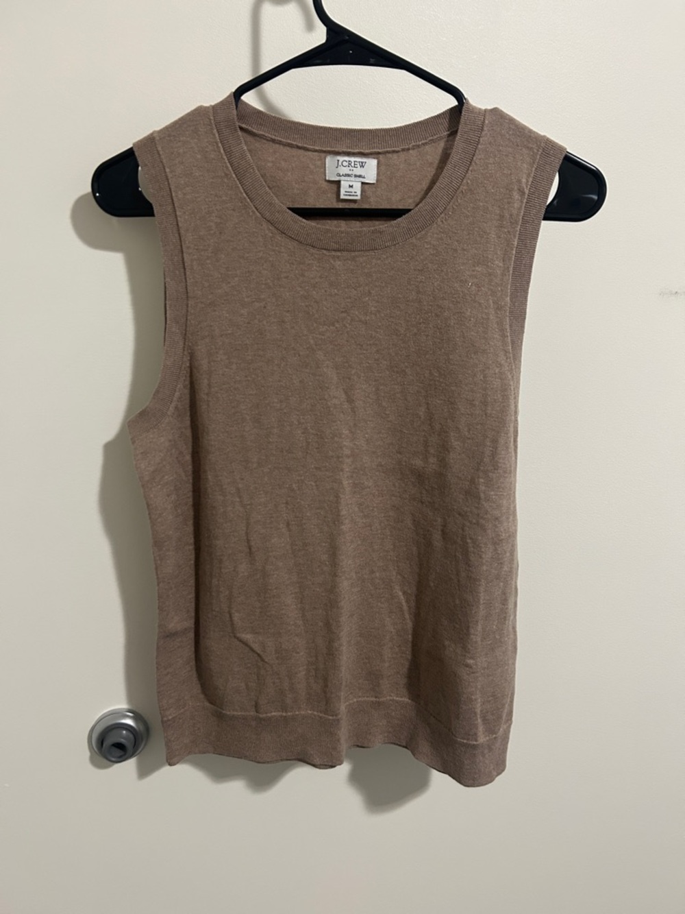 J. Crew Sleeveless Knit Top in Taupe Light Brown Tank Sweater 100% Cotton